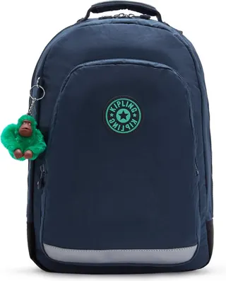 Kipling Class Room rugzak in donkerblauw met groene aap