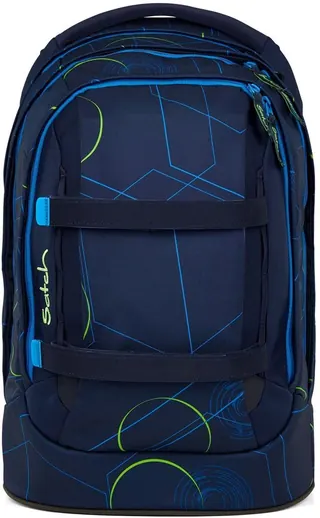 Satch Pack boekentas in donkerblauw met blauwgroene print
