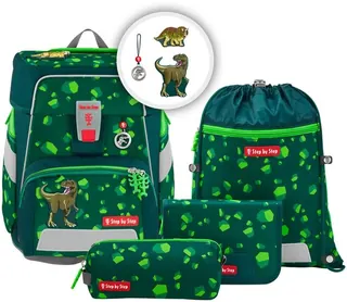 Step by Step Space schooltas-set in groen met dinoprint